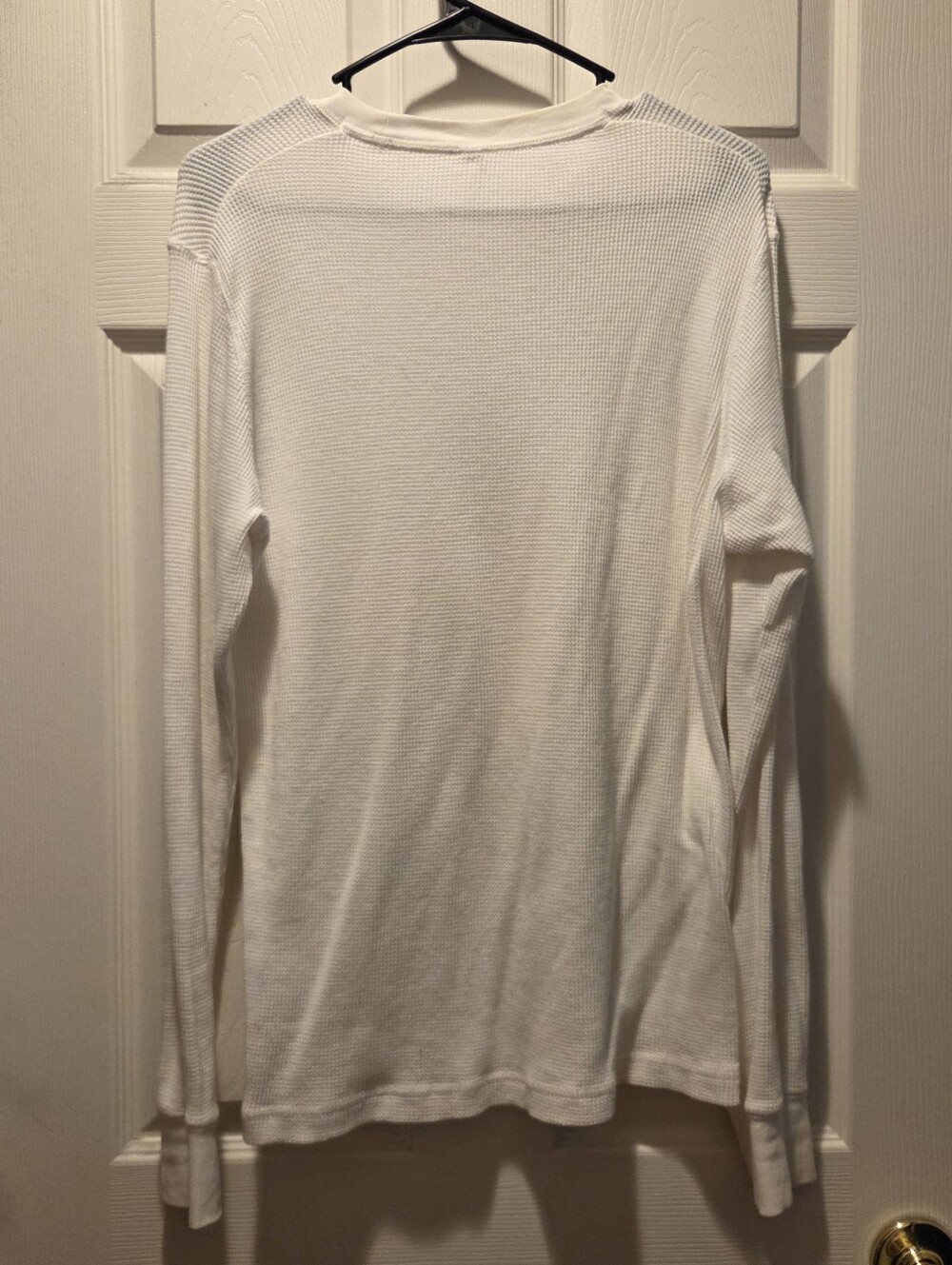 Uniqlo Men's Waffle Crew Neck Shirt Long Sleeve White Small Cotton Blend - Picture 2 of 6